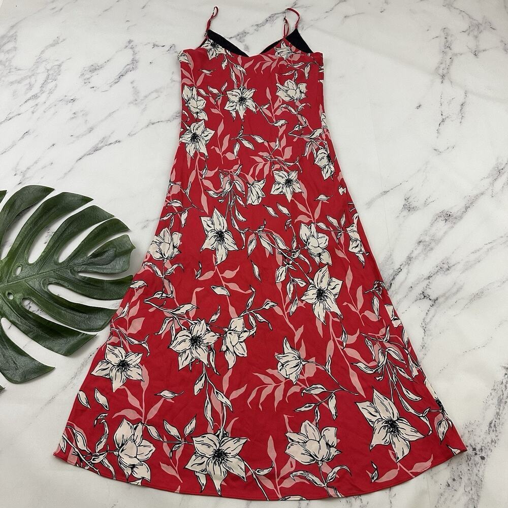 Rag and Bone Womens Mallory Slip Dress Size 4 Red Black Floral Silk Blend - Picture 8 of 11